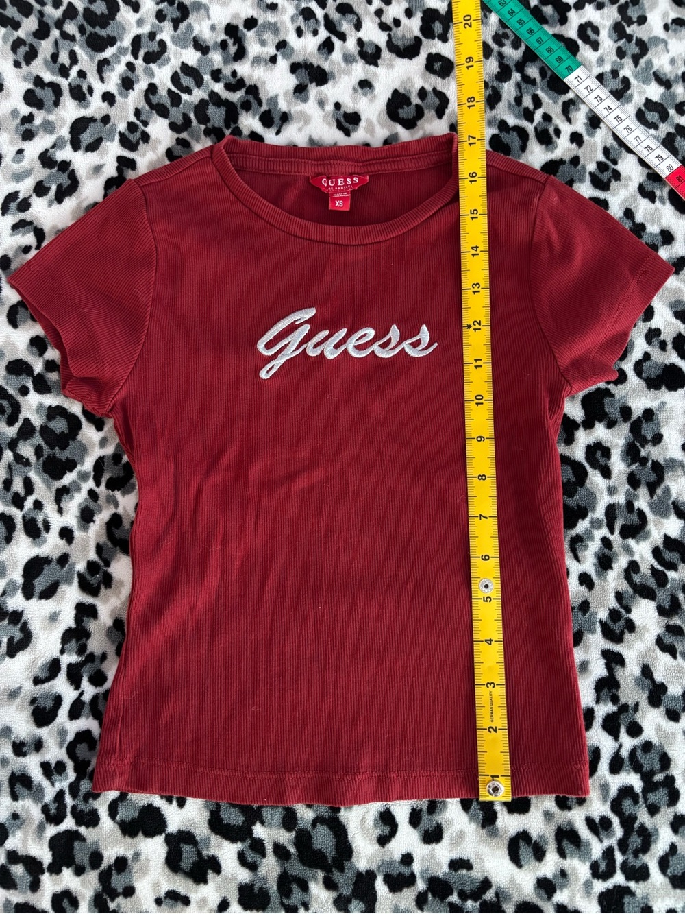 Guess Short Sleeve Ribbed Tee with Silver Logo